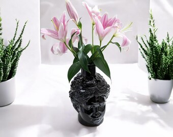 Vaso in vetro nero fatto a mano – Vaso decorativo di lusso Helena – Design unico soffiato a bocca – Decorazione moderna in vetro per la casa