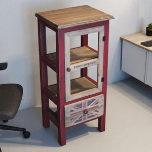Rustic Handmade Wooden Cabinet – Small Storage Unit with Drawer (95x42x30 cm)