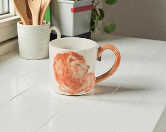 Hand-Painted Ceramic Lion Cup – 100 ml Handmade Artistic Espresso Cup