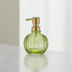 Handmade Glass Soap Dispenser – 350ml – Modern Bathroom Accessory – Refillable Lotion Bottle