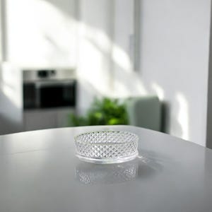 Handmade Glass Serving Bowl – 1L Clear Dessert Bowl, Cookie Dish, Blown Glass Bowl, Unique Kitchen Gift