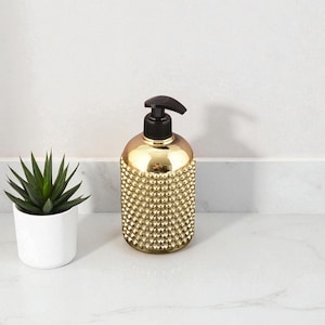 Gold Color-Plated Handmade Glass Soap Dispenser – 500ml Elegant Bathroom Decor
