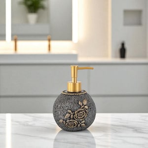Handmade Resin Soap Dispenser | 10x10x15 cm | Durable & Scratch-Resistant | Stainless Steel Pump | Modern Bathroom Decor