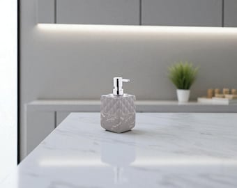 Handmade Ceramic Soap Dispenser – 400 ml Pump Bottle – Refillable Bathroom Sink Accessory