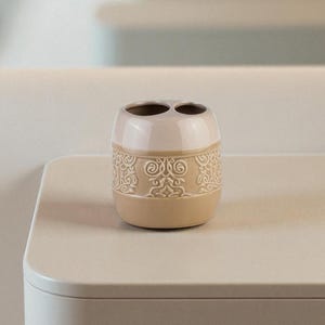 Handmade Ceramic Toothbrush Holder – Hand Painted Bathroom Accessory