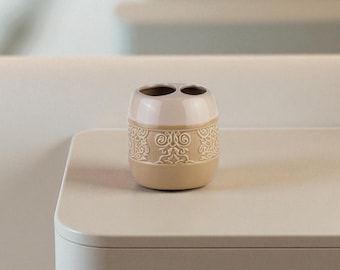 Handgemachter Keramik Zahnbürsten Halter - Handgemaltes Badezimmer Accessoire
