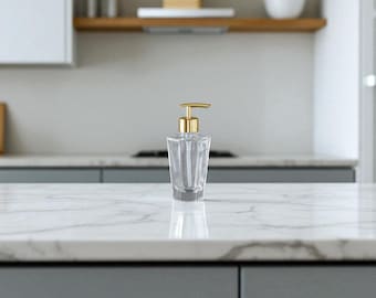 ハンドメイド透明ガラスソープディスペンサー – 9x9x16.5 cm バスルームアクセサリー – ソープディスペンサー