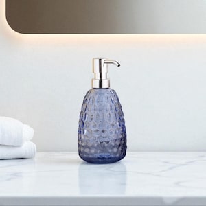 Handmade Tear Drop Glass Soap Dispenser – 350 ml – Modern Bathroom Accessory – Clear Refillable Bottle