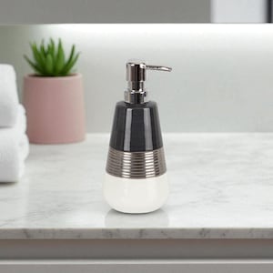 Hand-Painted Ceramic Soap Dispenser | Handmade Bathroom Accessory with Chrome Pump