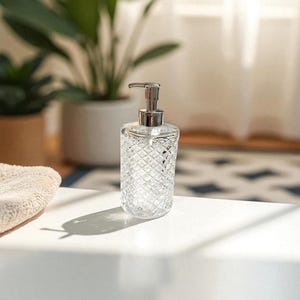 Handmade Clear Glass Soap Dispenser – 500 ml | Modern Transparent Bathroom Accessory