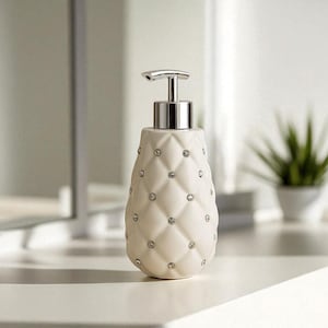 Handmade Ceramic Soap Dispenser – 400ml Modern Bathroom Accessory with Chrome Pump