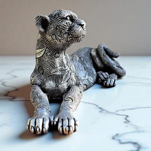 Handmade Leopard Statue – Handmade Resin  Figurine – Modern Desk or Shelf Decor