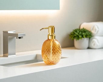 Handmade Glass Soap Dispenser – 8x8x16.5 cm – Soap Dispenser