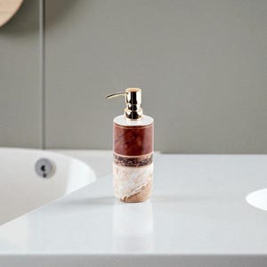 Handmade Ceramic Soap Dispenser – 400 ml Refillable Bathroom Bottle – Minimalist Sink Decor