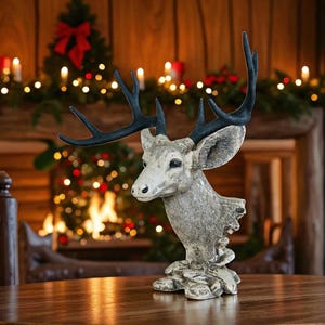Grande scultura decorativa a forma di testa di cervo / Scultura unica / Testa di cervo