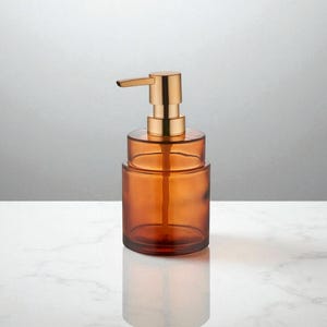 Handmade Glass Soap Dispenser – 330 ml Liquid Soap Bottle – Modern Bathroom Accessory – 15x9 cm