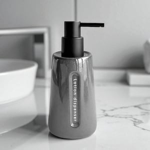 Handmade Ceramic Liquid Soap Dispenser – 350 ml | 18 cm Height | Modern Bathroom Decor