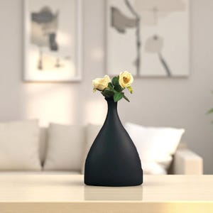 Handmade Asymmetric Ceramic Vase – Black | Bold Modern Pottery | 28x20x8 cm
