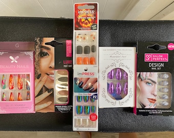 Ongles de costume en vrac, lot de bâtons de presse sur des amandes carrées stylet pailleté marbre Halloween irisé scarabée impressionner métallique indien en gros