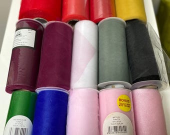 Bobines de tulle plates en vrac, emballage cadeau bordeaux gris doré bleu noir, lot de guirlandes de fleurs de Noël, confection de costumes en gros pour les vacances