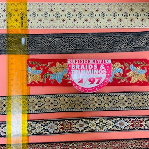 Nastro rimanente all'ingrosso, lotto di rifiniture decorative ricamate, fascia per capelli flapper rinascimentale marocchina indiana dorata floreale fai da te per costumi