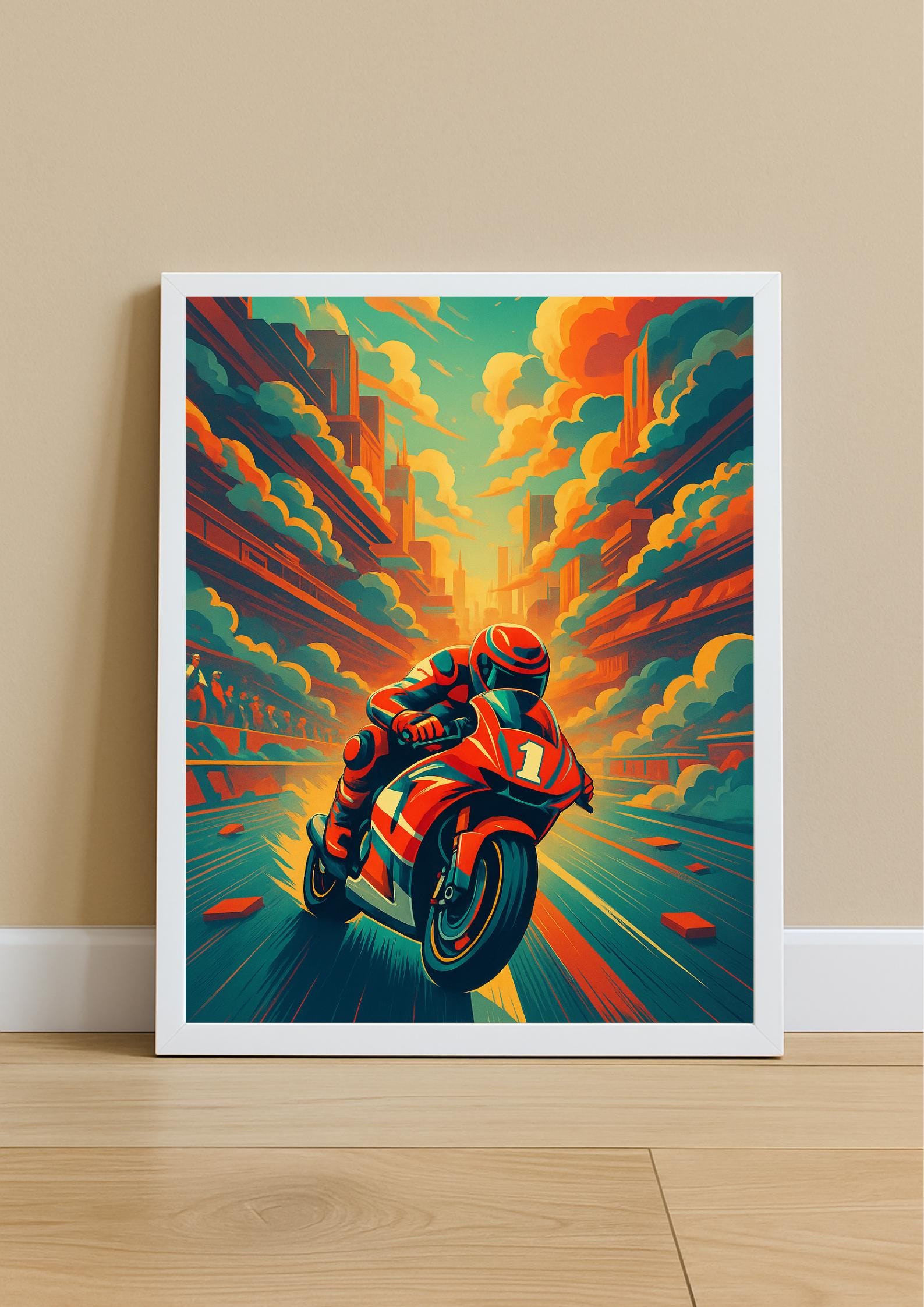MotoGP Cartoon Poster / MotoGP Poster / MotoGP Print / Wall Art / MotoGP Cartoon / MotoGP Fan Gift / Painting / MotoGP Arcane