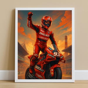 Marc Marquez / MotoGP / Ducati Racing Poster / Wall Art / Racing Motorcycle Print / Gift for Marquez Fans