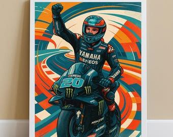 Fabio Quartararo / MotoGP / Yamaha Racing Poster / Wall Art / Racing Motorcycle Print / Gift for Quartararo Fans