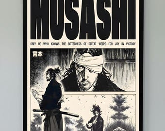 Vagabond Musashi Miyamoto Manga Poster, Anime Poster Wall Decor Print | Anime wall art | Vagabond poster | Vagabond wall art