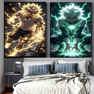 Killua Zoldyck Anime Poster Set: Lightning Aura Digital Prints (Digital Download