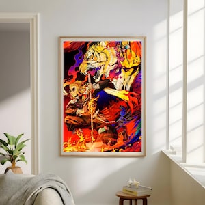 Demon Slayer Art - Rengoku, Flame Hashira Art - Printable Wall Art • Digital Download • Anime Wall Art • Kimetsu no yaiba Fan-art poster