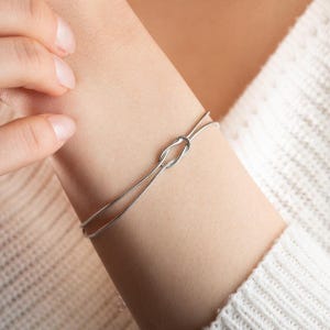 Love Knot Bracelet: Sterling Silver Snake Chain