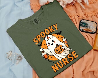 Camisa de enfermera de Halloween con colores cómodos, enfermera espeluznante, regalo de enfermera para mujer, camisa espeluznante
