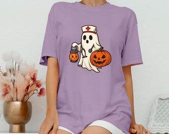 Camisa de enfermera de Halloween con colores cómodos, enfermera espeluznante, regalo de enfermera para mujer, camisa espeluznante
