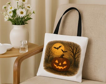 Halloween Tote Bag, Pumpkin Tote Bag, Grocery Tote Bag, Halloween Gift, Boo Basket