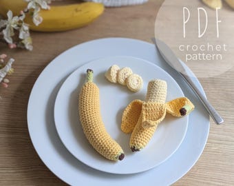 Banana Crochet Pattern PDF – Amigurumi Bananas for Play Kitchen & Pretend Play