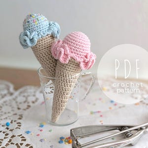 Ice Cream Cone Crochet Pattern PDF – No Sew Amigurumi for Pretend Play, Play Kitchen, Market Stand, Summer Decor, Gift Idea, and DIY Toy