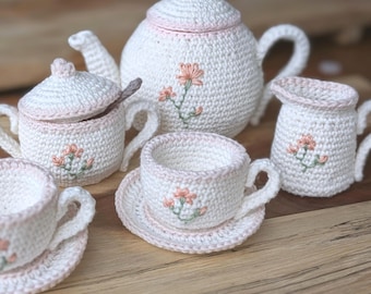 Tea Set Crochet Pattern PDF – Amigurumi Tea Party Set for Play Kitchen & Decor