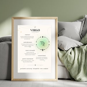 Virgo Zodiac Wall Art – Minimalist Earth Sign Printable, Digital Astrology Poster, Pastel Virgo Gift for Women