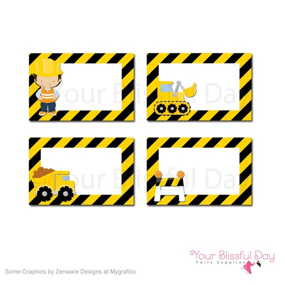 Construction Party Printable Label Tents #521 | Construction Food Tents | Construction Boy Labels Il_570xn