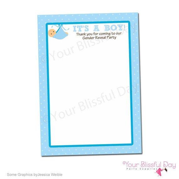 Boy Gender Reveal Printable Baby Shower Thank You Cards #204 | It's A Boy Thank You Cards | Gender Reveal Thank You Card Il_570xn