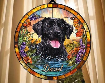 Custom Dog Portrait Glass Suncatcher, Custom Pet Memorial Gift, Pet Portrait From Photo, Pet Memorial Gift, Pet Lover Gift