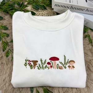 Mushrooms Embroidered Sweatshirt | Mushrooms Embroidered T-shirt | Mushrooms Embroidered Hoodie | Mushrooms Sweater | Crew Neck Sweatshirt