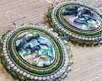 Beaded Abalone Earrings