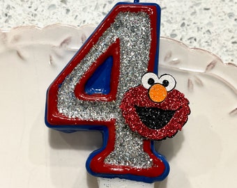 BIRTHDAY CANDLE, Elmo, first birthday, blue and red, cake topper, i am one, candle, baby Elmo