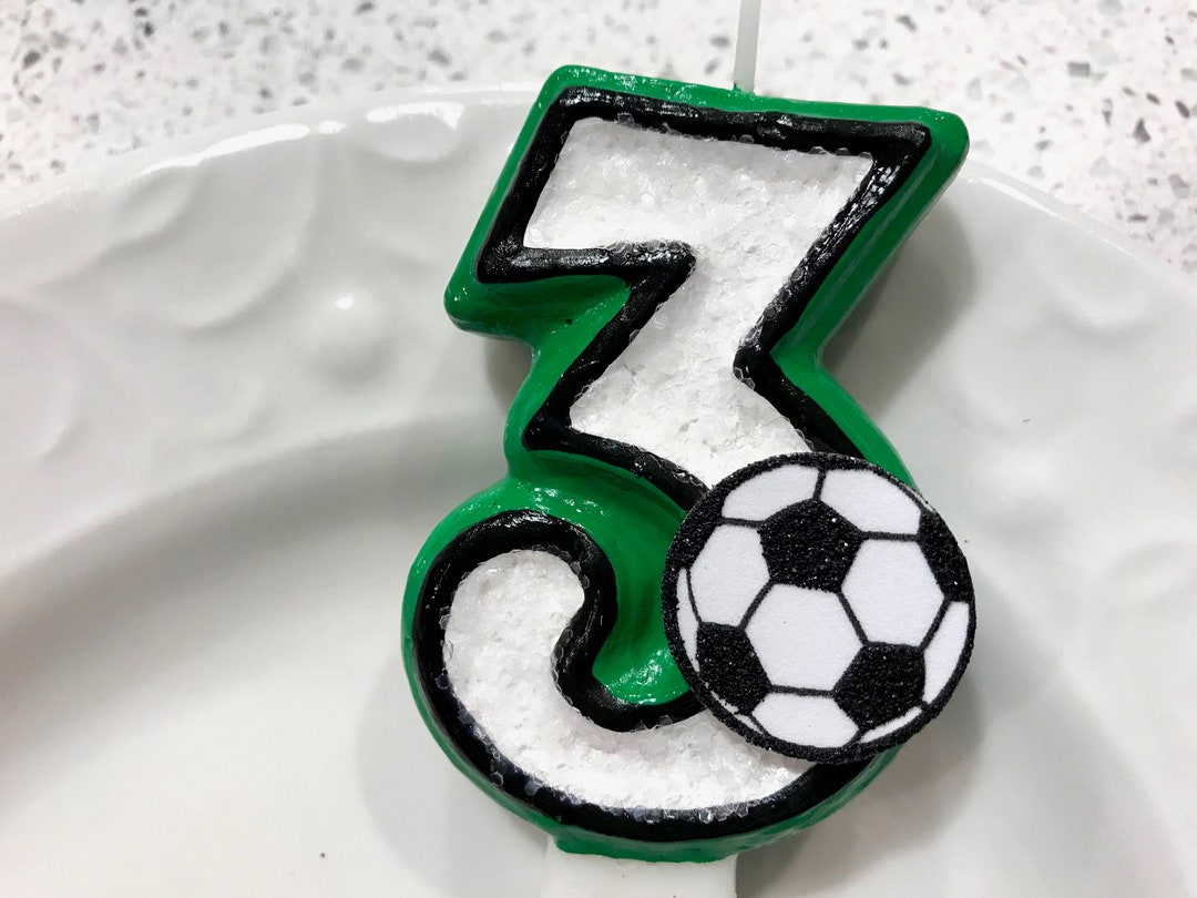 BIRTHDAY CANDLE, First Birthday, Soccer Large Ball, Cake Topper, I Am