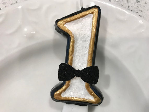 navy and gold bow tie birthday BIRTHDAY CANDLE i am one MR Onederful theme cake topper first birthday
