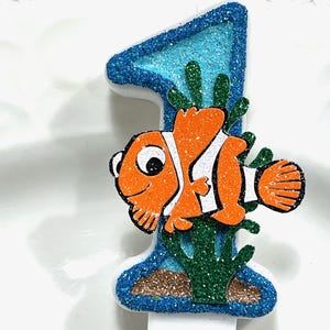 BIRTHDAY CANDLE, Nemo birthday, Finding nemo, fish, ocean, orange fish, Dory
