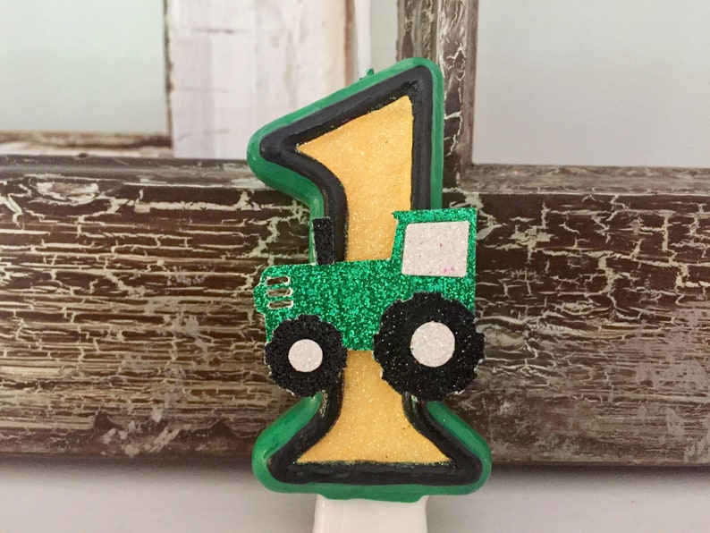 BIRTHDAY CANDLE First Birthday John Deere Inspired Tractor Etsy