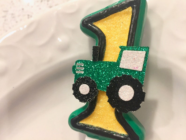 BIRTHDAY CANDLE First Birthday John Deere Inspired Tractor Etsy